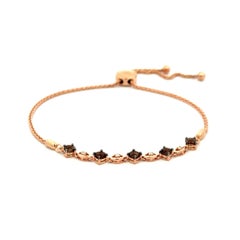 Vintage Le Vian Designer Smokey Quartz and Diamond Gold Sizeable Bolo Bracelet