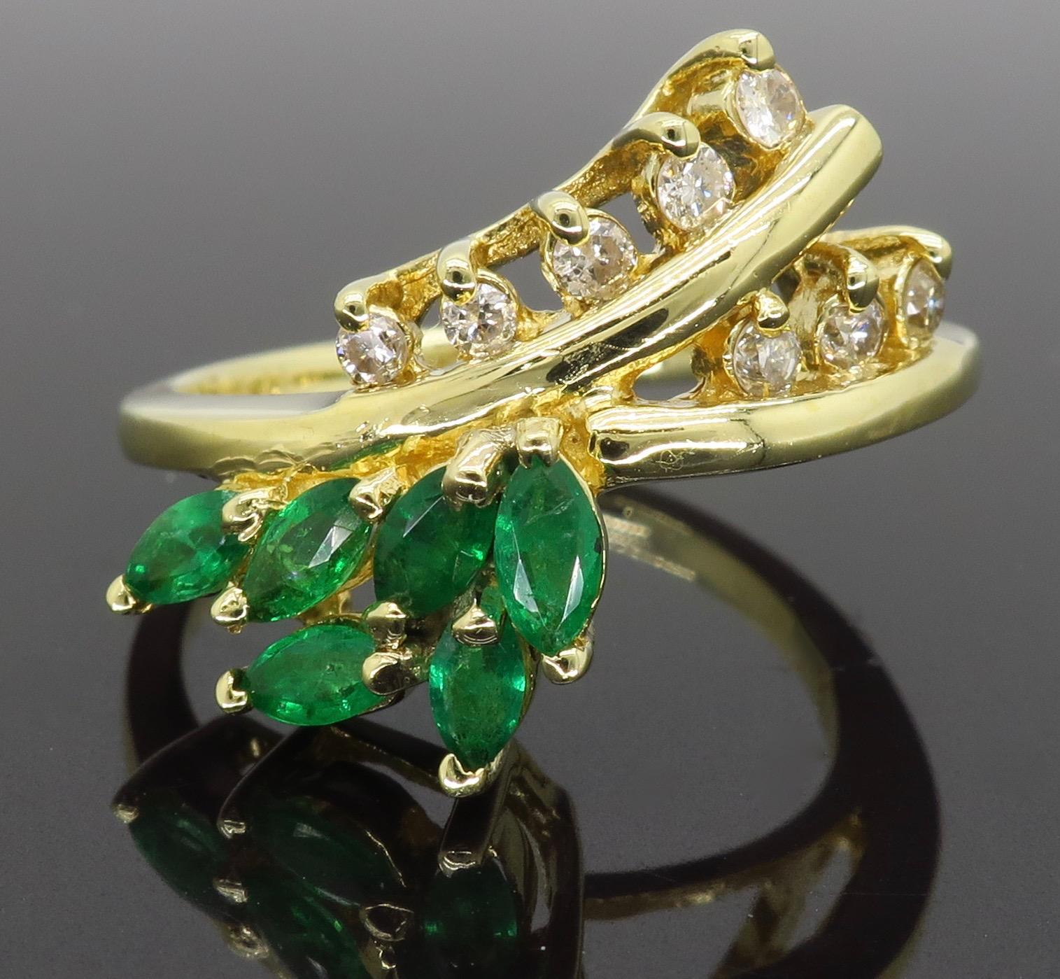 Vintage Le Vian Diamond and Emerald Ring In Excellent Condition In Webster, NY