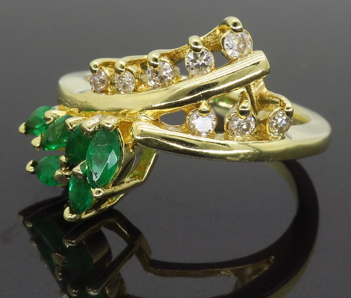 Women's or Men's Vintage Le Vian Diamond and Emerald Ring
