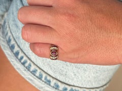 Vintage Le Vian Red Ruby and Diamond Ring 18k Yellow Gold