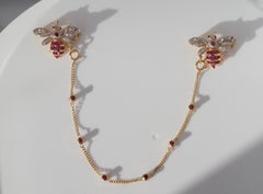 Vintage Le Vian Ruby and Diamond Bumble Bee Collar Pin/ Brooch in 18 Karat Gold