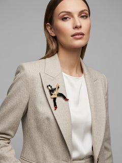 Broche vintage de Lea Stein con forma de guitarrista, de Rhodoid