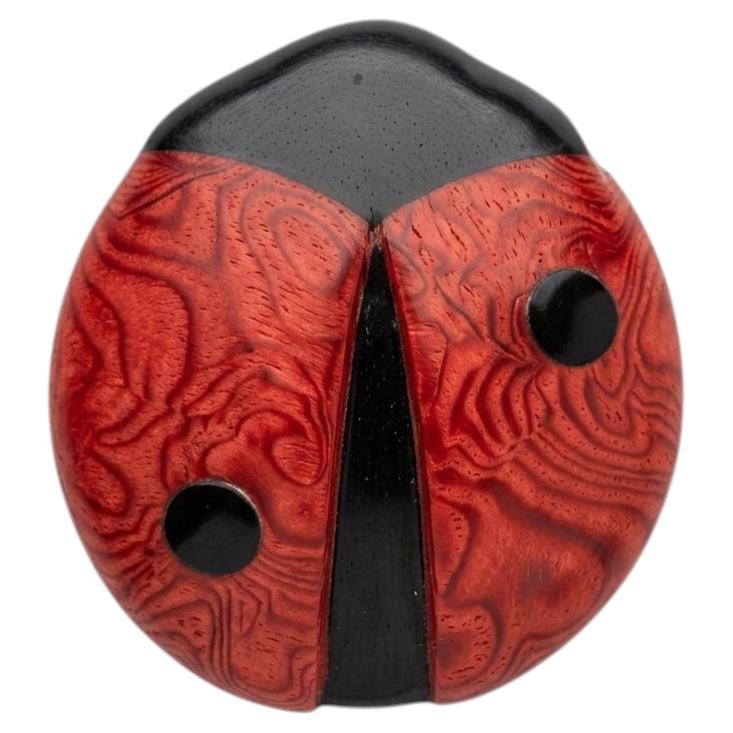 Vintage Lea Stein Ladybug Brooch in Rhodoid For Sale