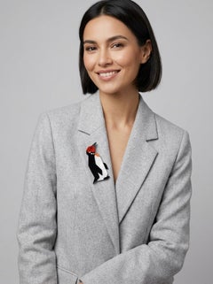 Broche vintage de Lea Stein con forma de pingüino, de Rhodoid