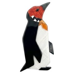 Broche vintage de Lea Stein con forma de pingüino, de Rhodoid