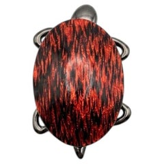 Vintage Lea Stein Turtle Brooch in Red Rhodoid