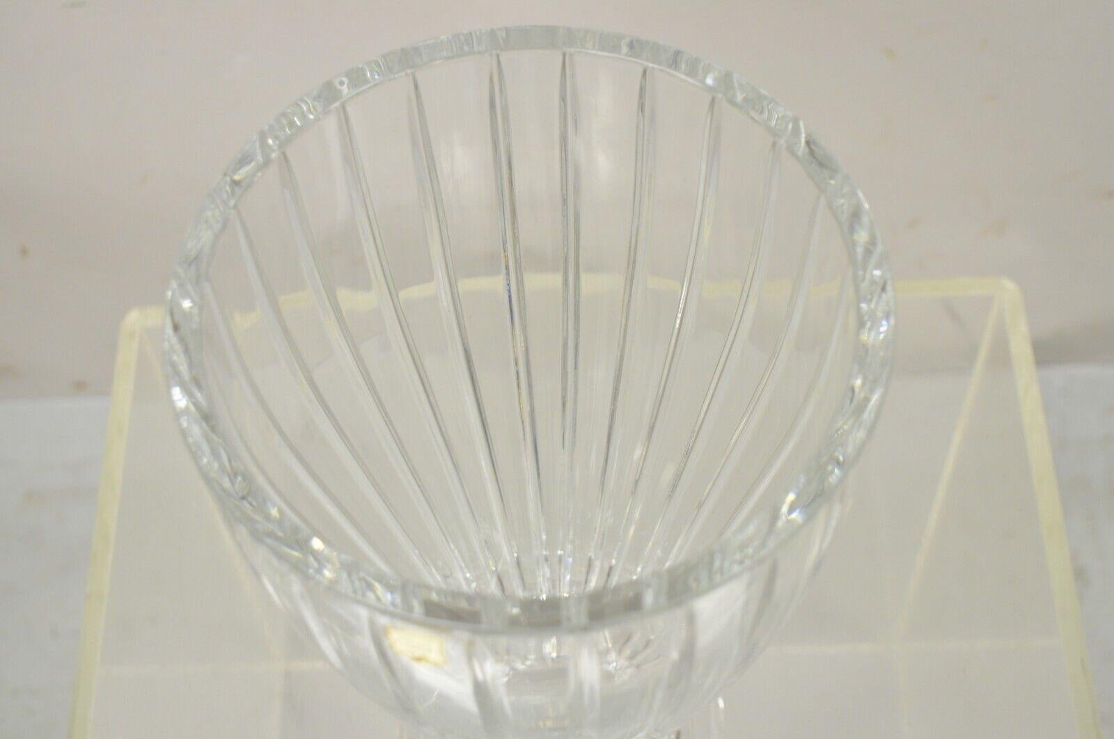 Modern Vintage Lead Crystal Glass Fluted Flower Vase Poland For Sale