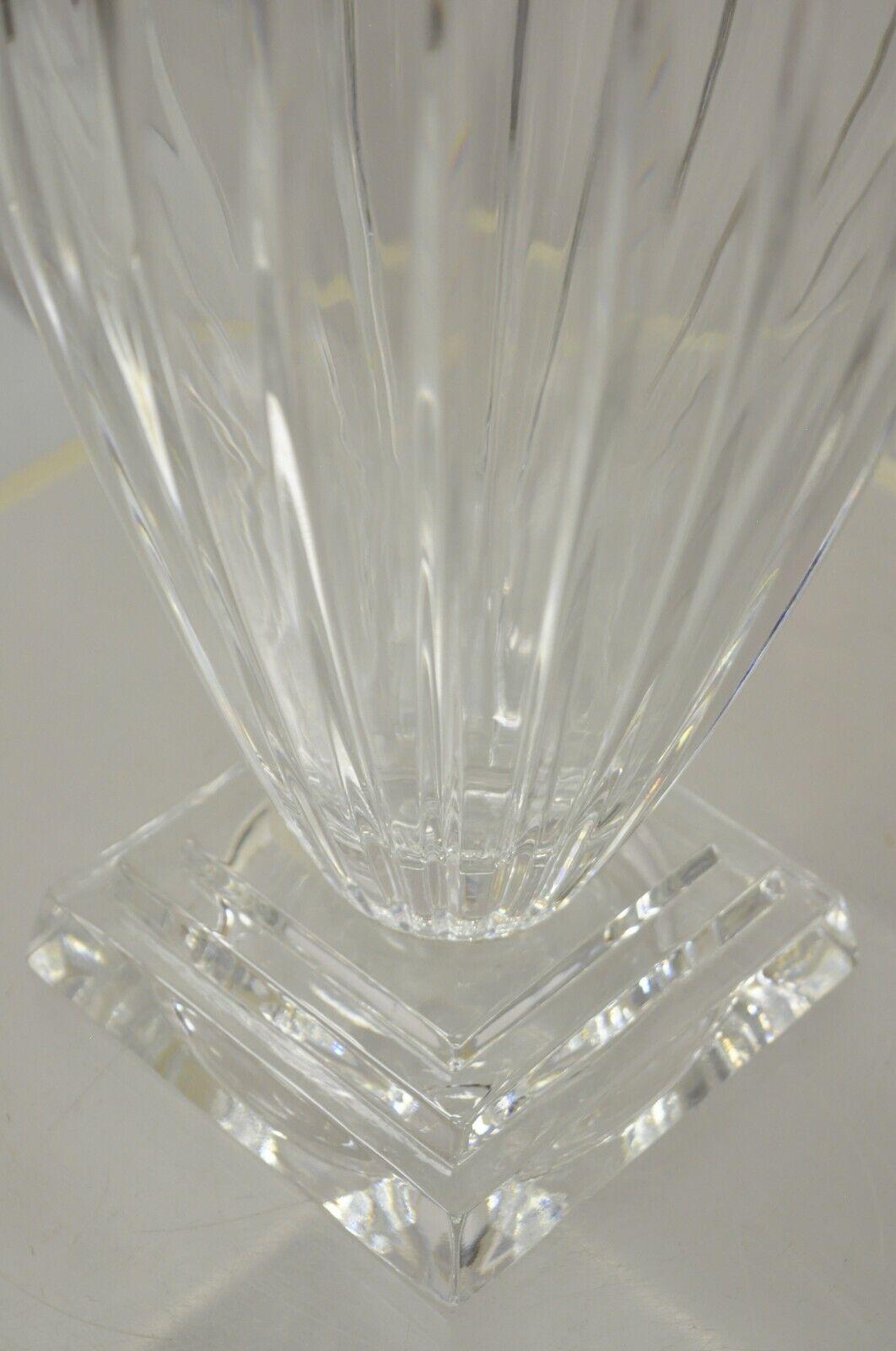 Vintage Lead Crystal Glass Fluted Flower Vase Poland For Sale 1