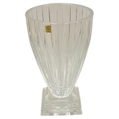 Retro Lead Crystal Glass Fluted Flower Vase Poland