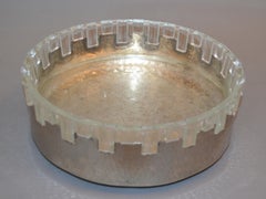 Vintage Lead Crystal and Hammered Metal Decorative Bowl Serving Bowl England