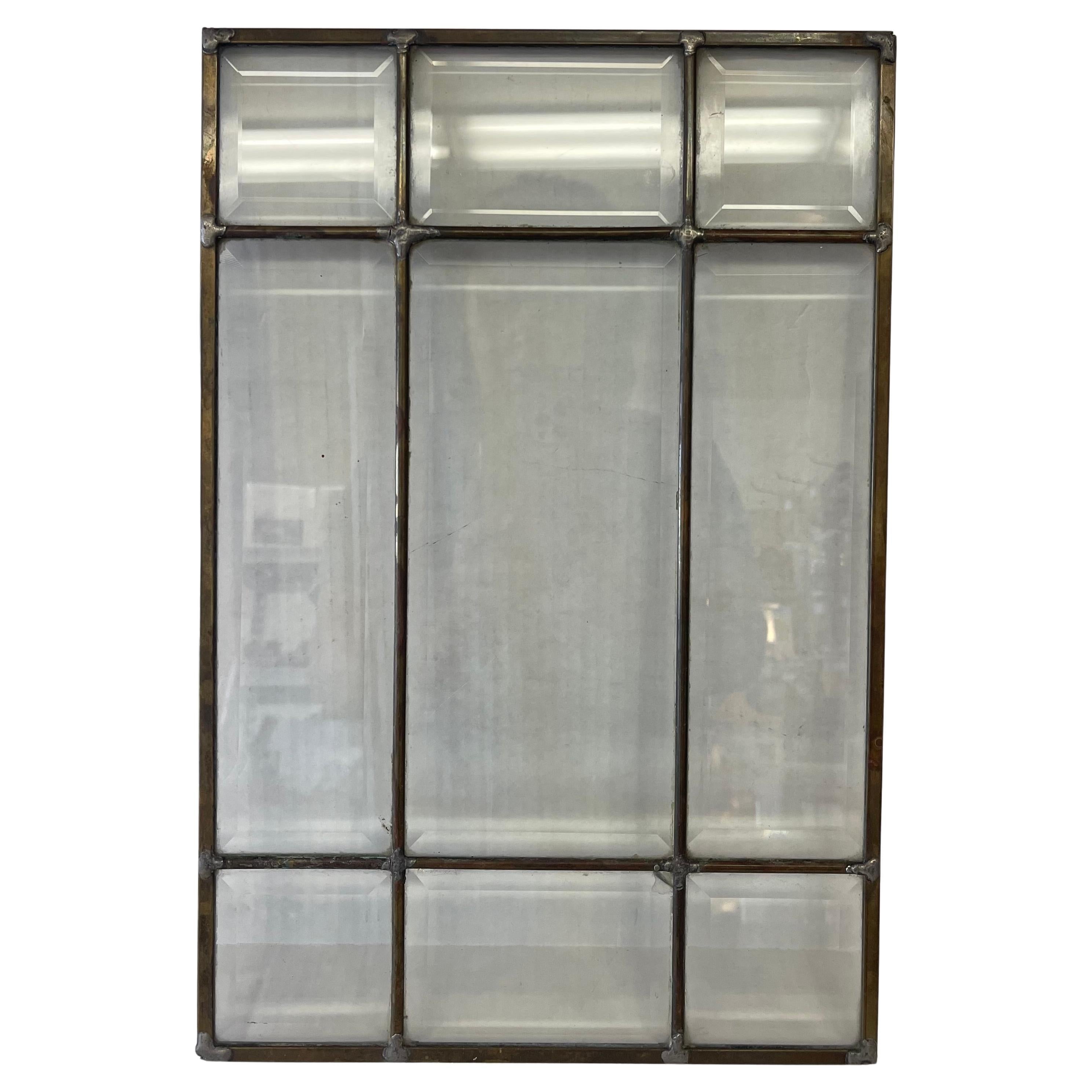 Vintage Leaded Beveled Glass Window Panel