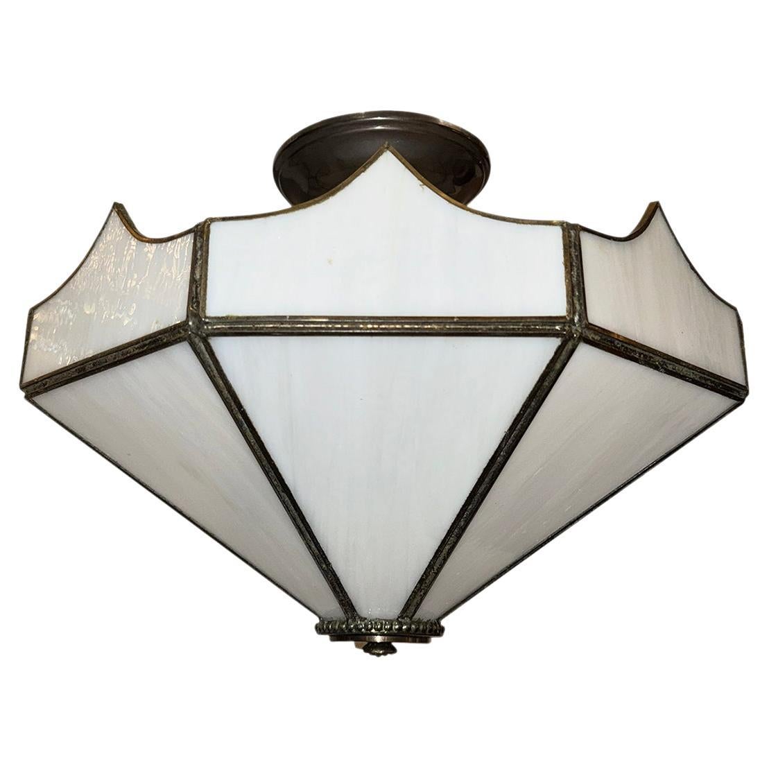 Vintage Leaded Glass Light Fixture