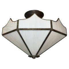 Vintage Leaded Glass Light Fixture