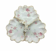 Vintage Leaf Form Porcelain Compote Gillant Verdon, France