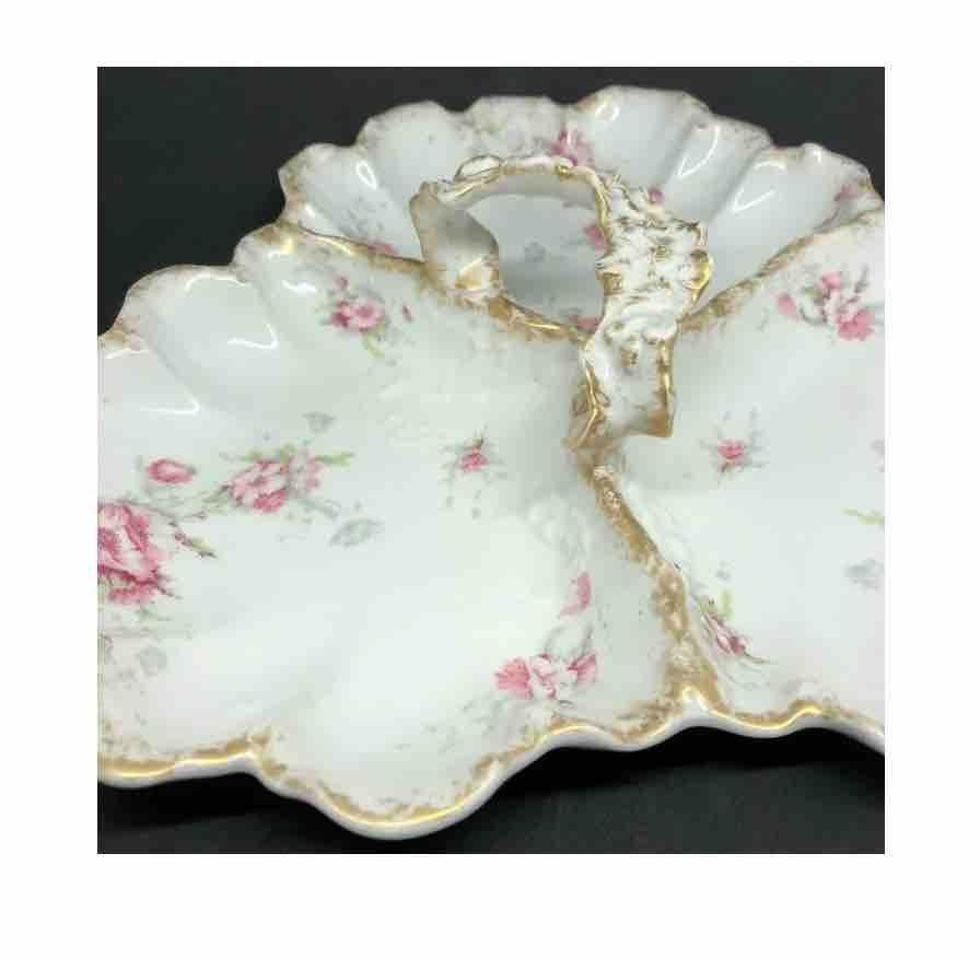 Mid-20th Century Vintage Leaf Form Porcelain Compote Gillant Verdon, France For Sale