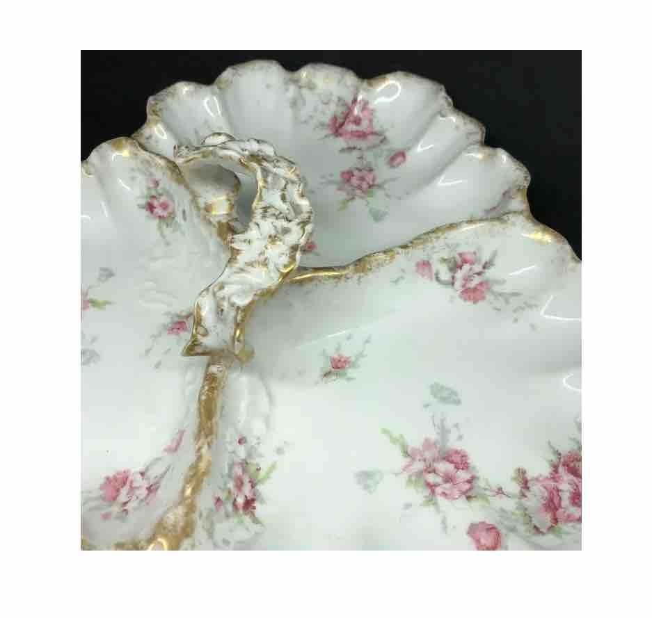 Vintage Leaf Form Porcelain Compote Gillant Verdon, France For Sale 2