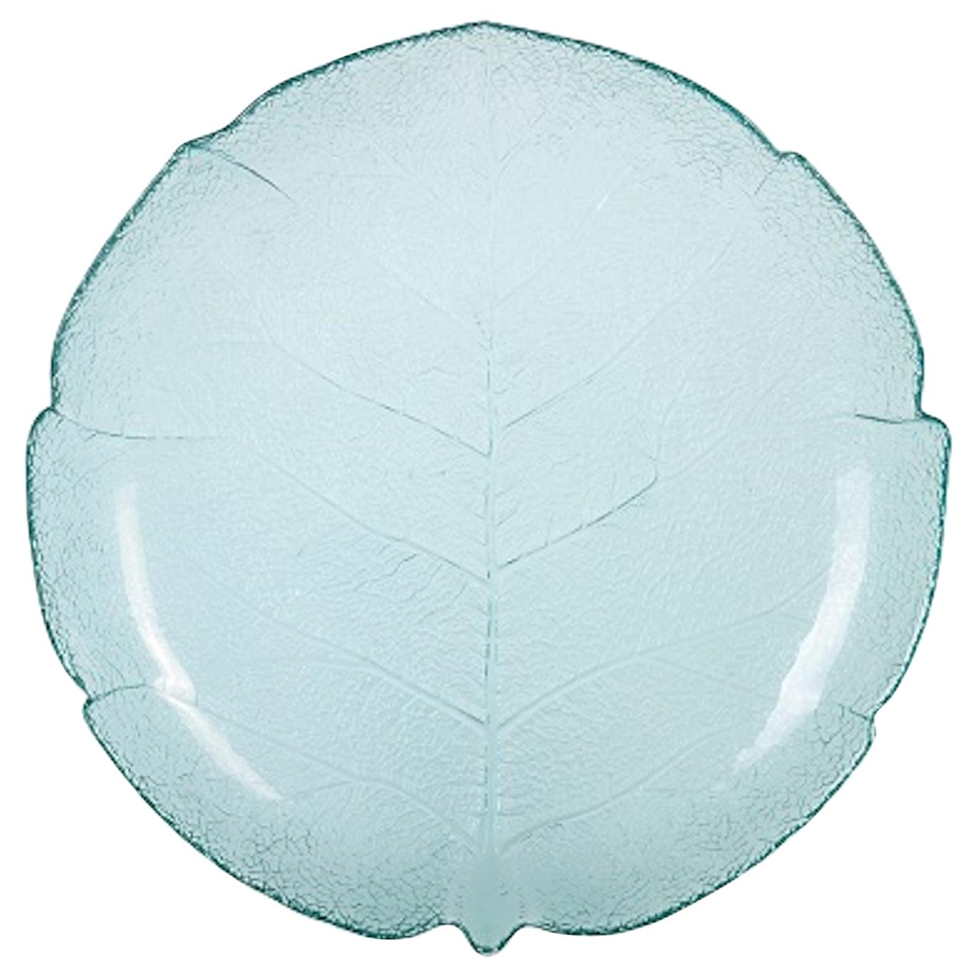 Vintage Leaf-Shaped Glass Plate, Italy, 1970s