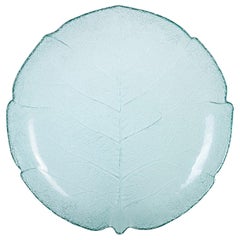Vintage Leaf-Shaped Glass Plate, Italy, 1970s