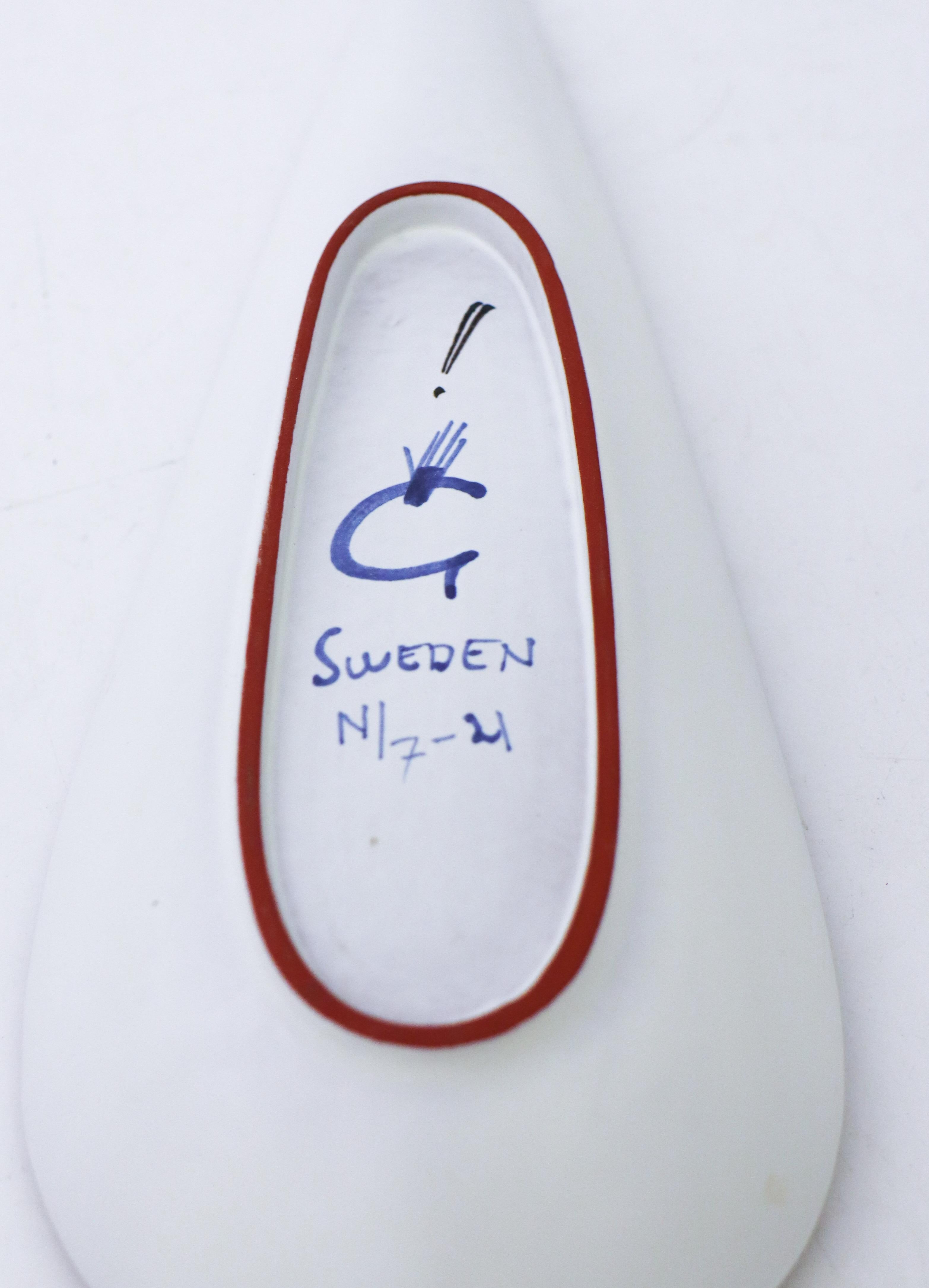 Blattförmige Servierschale aus Fayence von Stig Lindberg, Gustavsbergs Studio im Angebot 1