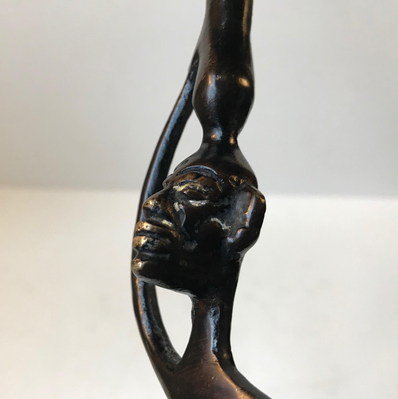 Tribal Vintage Lean and Tall African Bronze Sculpture