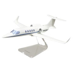 Retro Learjet 16" Model Airplane Desk Plane Painted Metal on Acrylic Stand