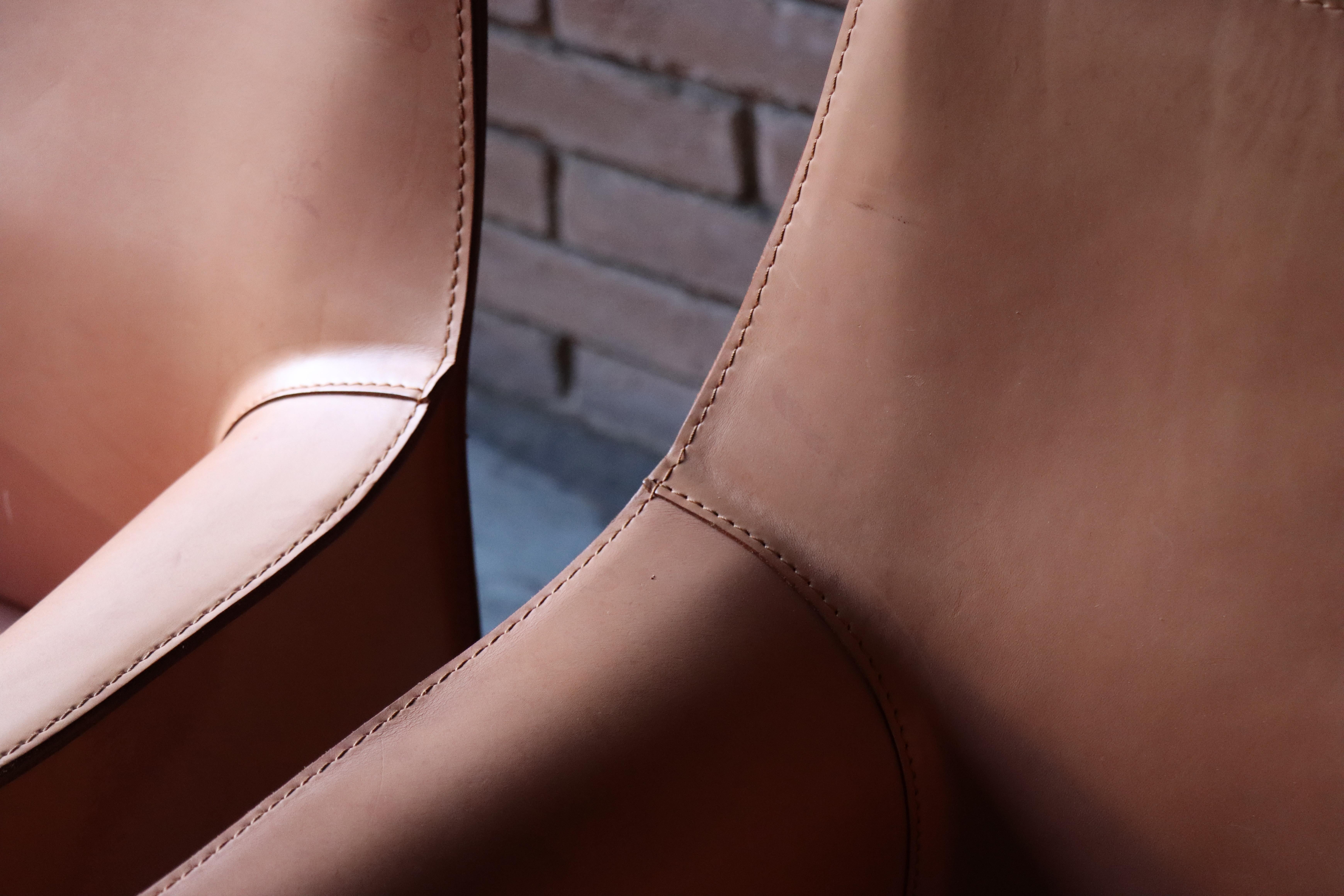Vintage Leather 413 ‘Cab’ Chairs by Mario Bellini, Model 413, Cassina, 1970s 2