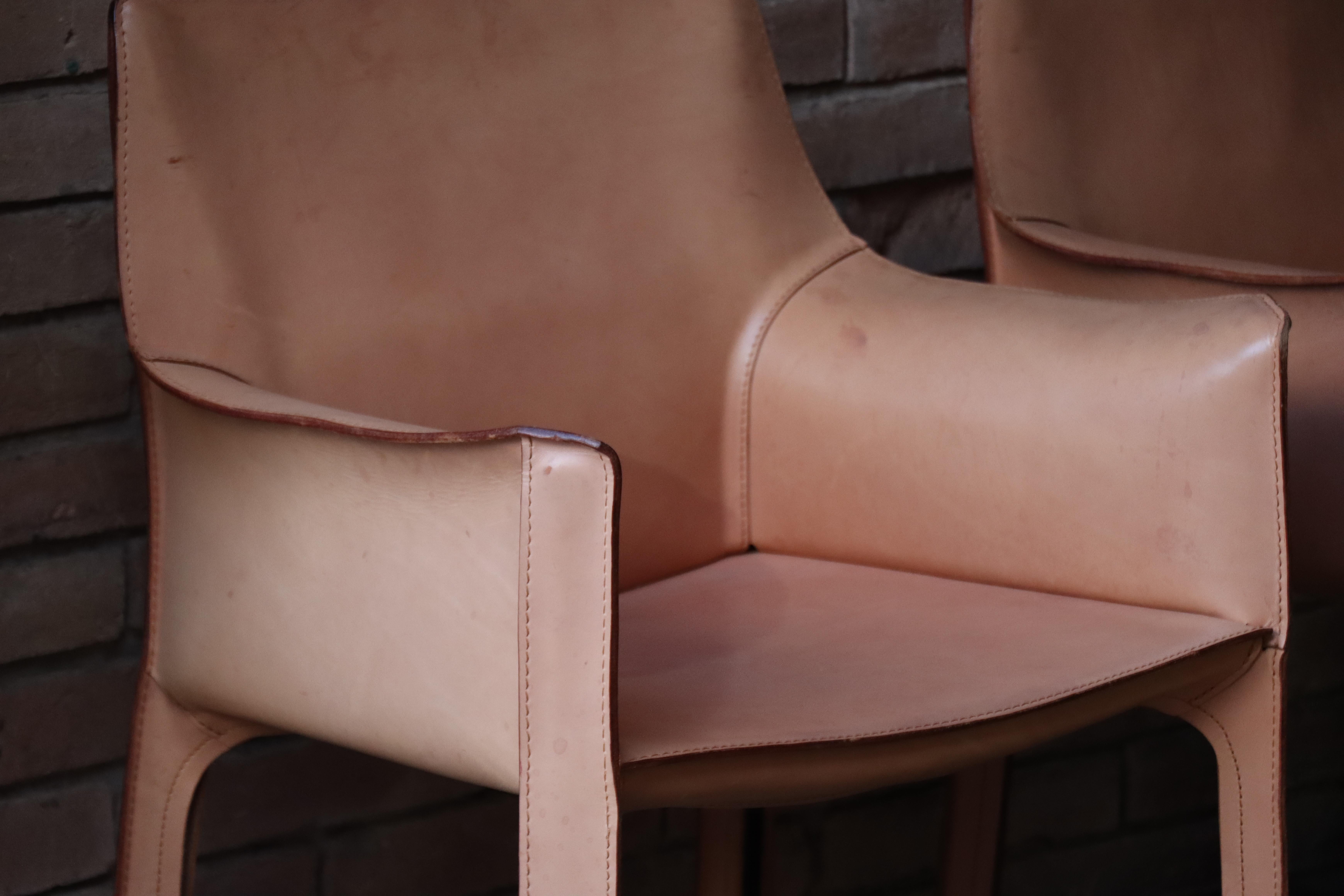 Vintage Leather 413 ‘Cab’ Chairs by Mario Bellini, Model 413, Cassina, 1970s 5