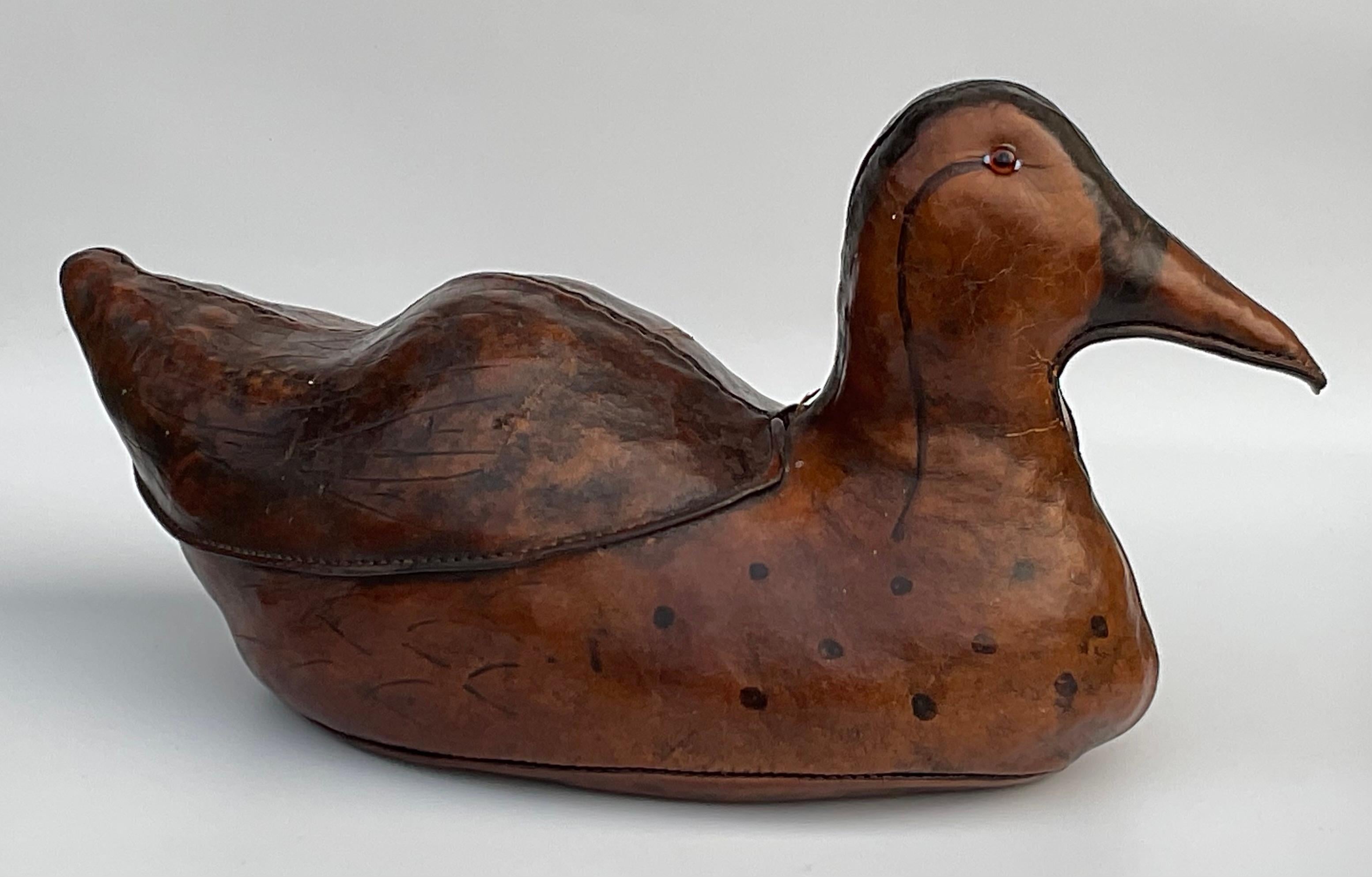 Mid-20th Century Vintage Leather Abercrombie and Fitch Duck Doorstop by Dimitri Omersa England 