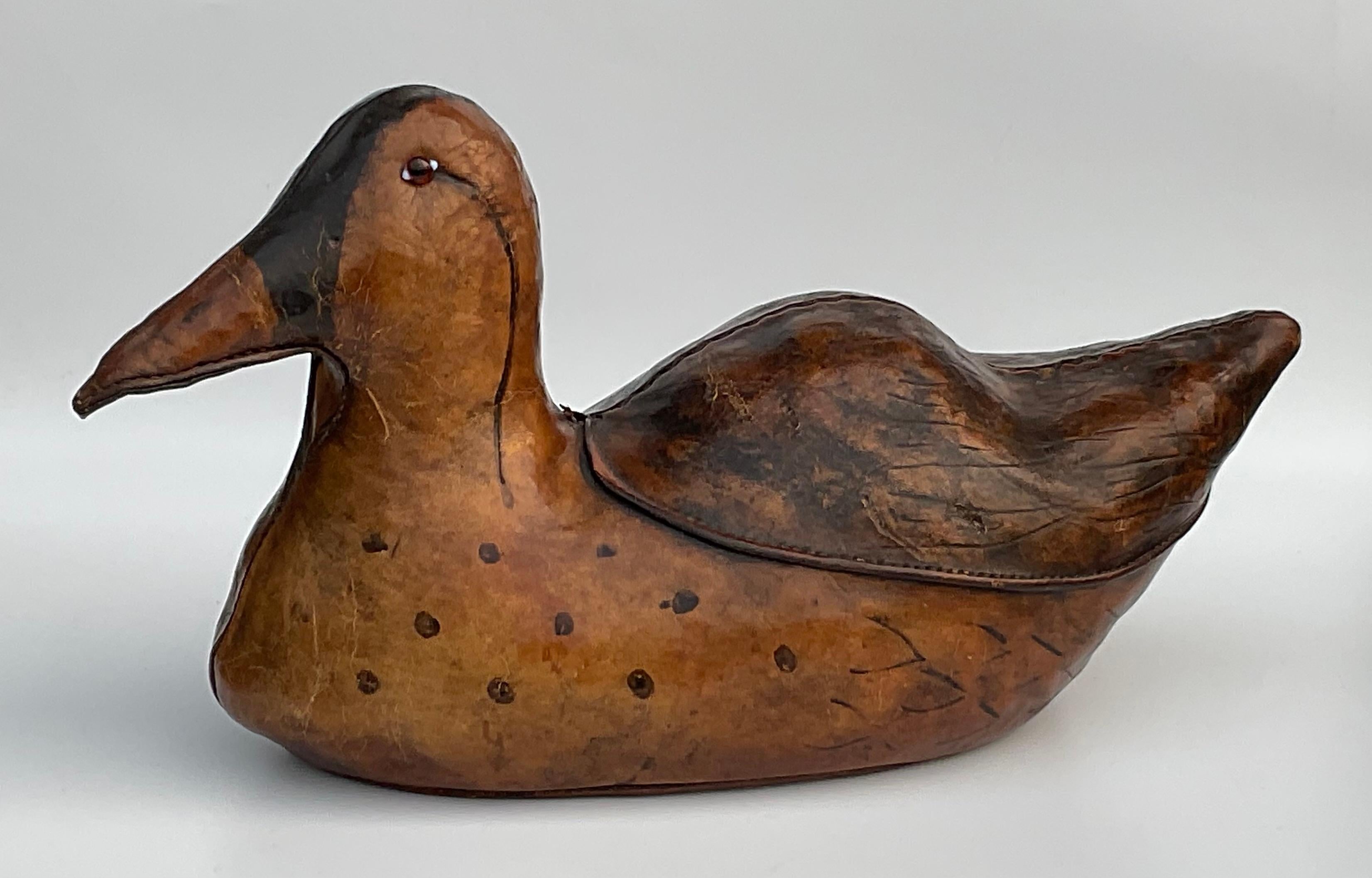 Vintage Leather Abercrombie and Fitch Duck Doorstop by Dimitri Omersa England  1