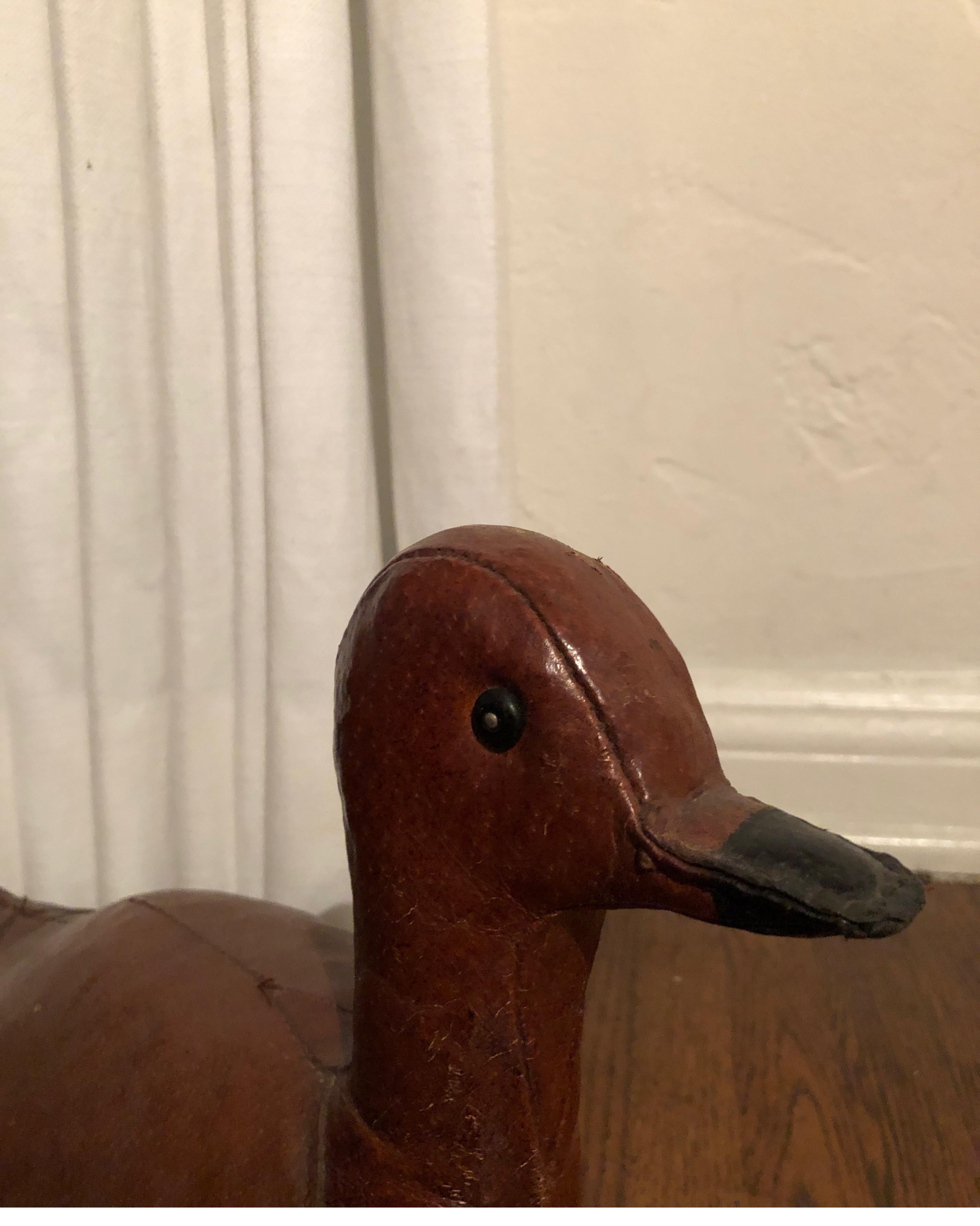 20th Century Vintage Leather Abercrombie and Fitch Duck Doorstop by Dimitri Omersa