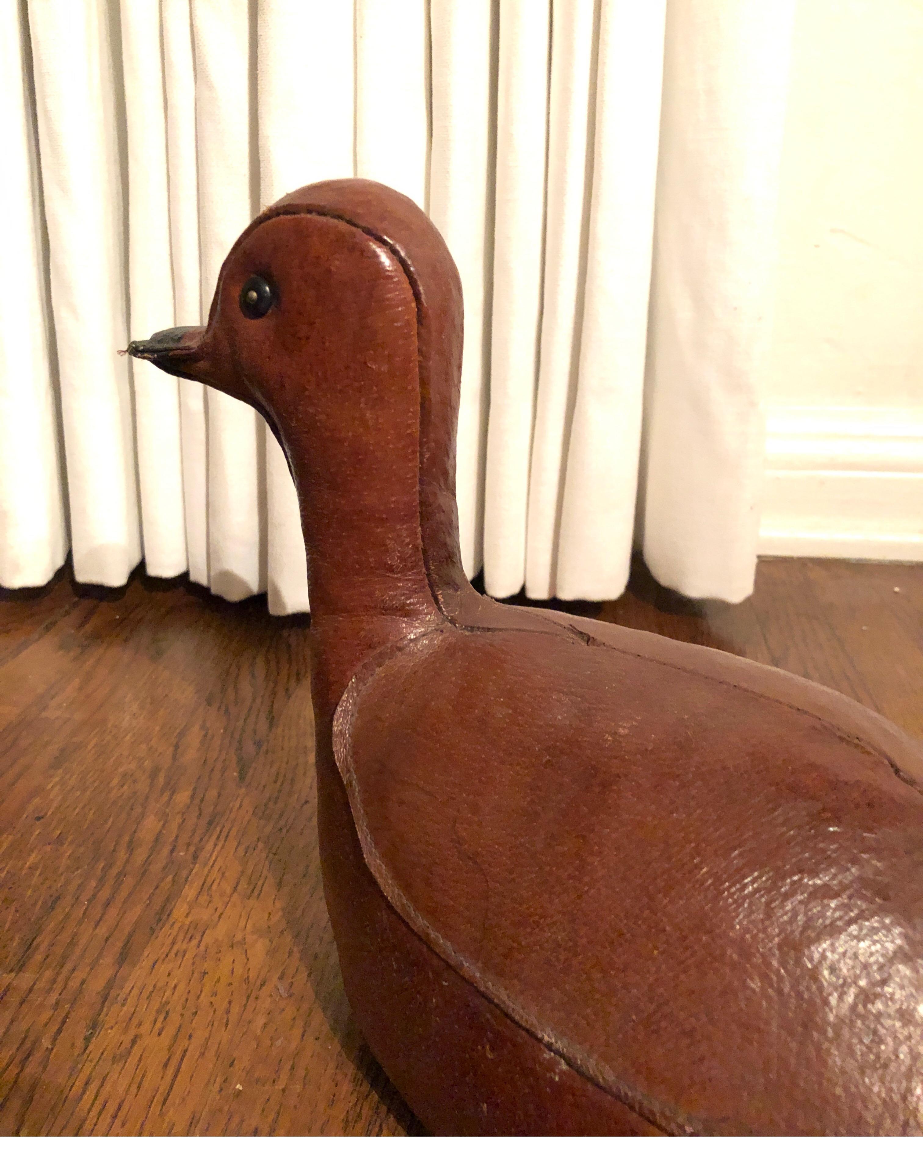 Vintage Leather Abercrombie and Fitch Duck Doorstop by Dimitri Omersa 2
