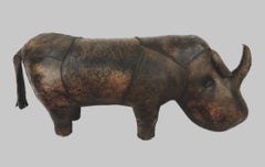 Vintage Leather Abercrombie And Fitch Rhinoceros Leather Footstool