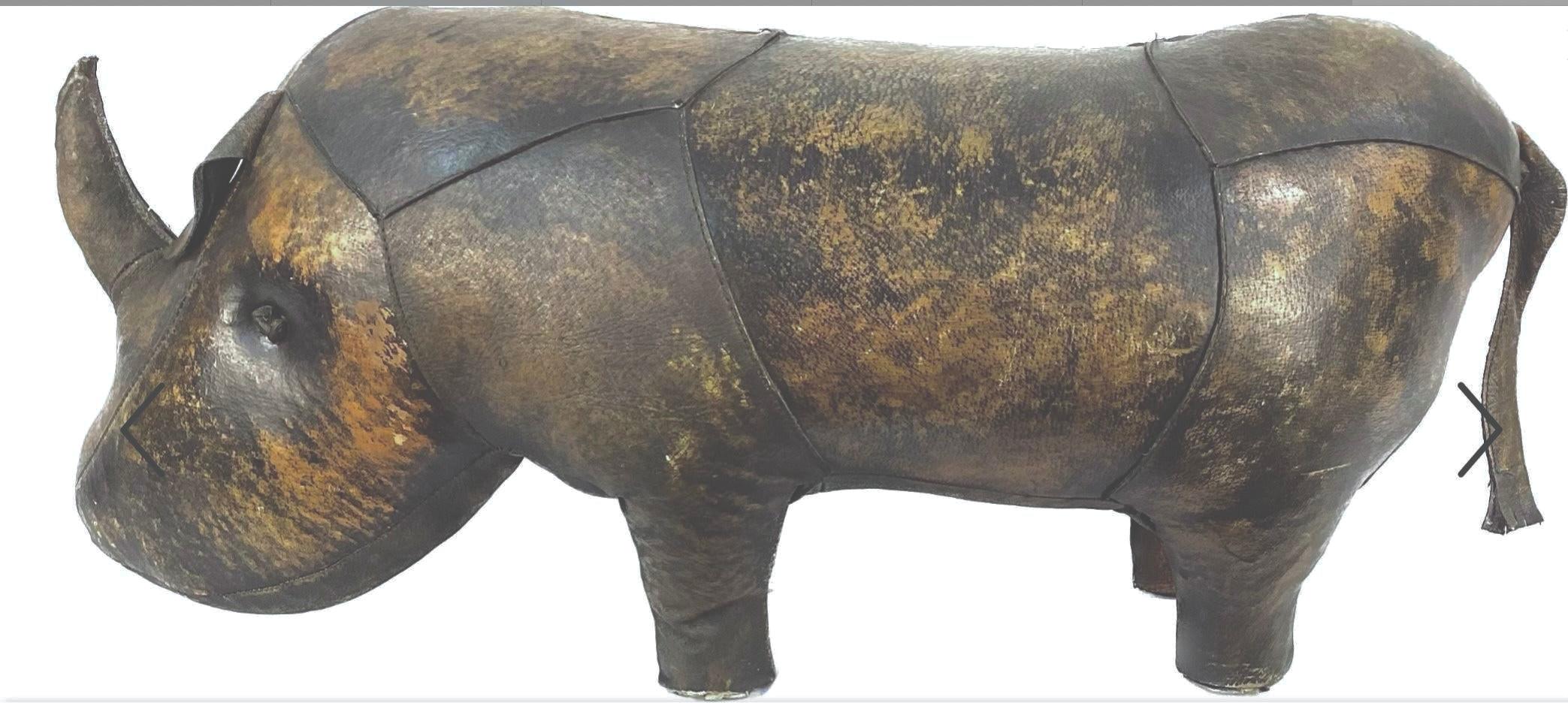 Vintage Leather Abercrombie And Fitch Rhinoceros Leather Footstool For Sale 1