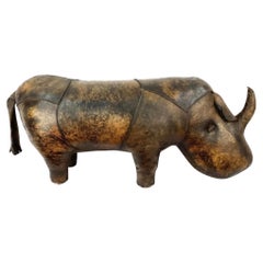 Vintage Leather Abercrombie And Fitch Rhinoceros Leather Footstool