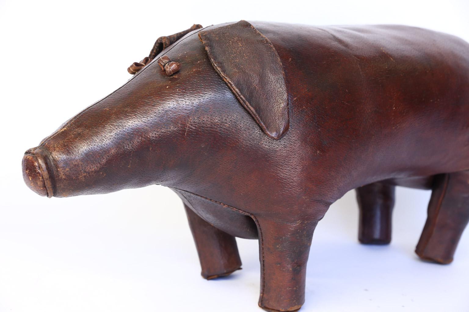 leather pig footstool