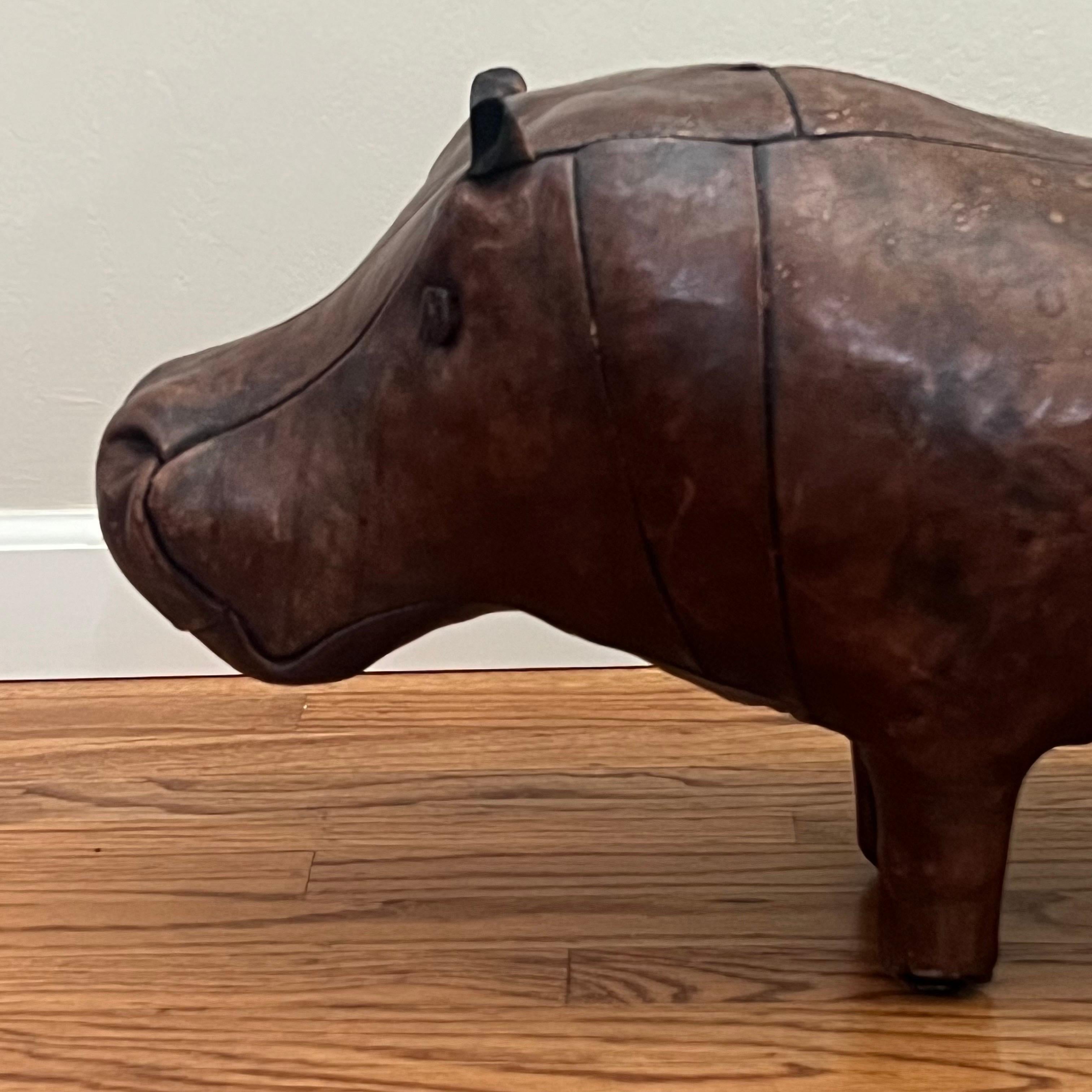 Vintage Leather Abercrombie Hippo Footstool c1950s 1