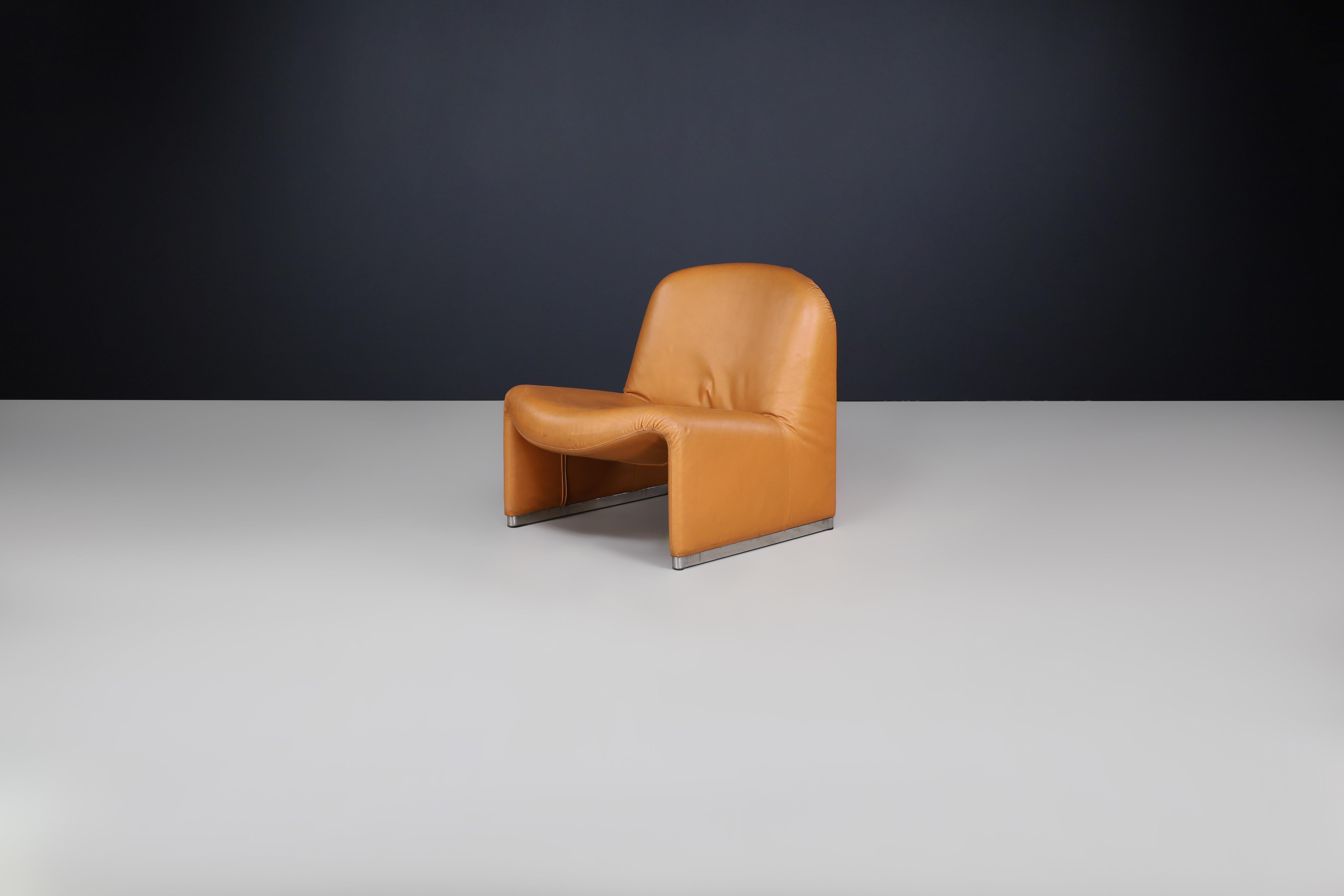 Alky Lounge Chair aus Leder von Giancarlo Piretti für Castelli & Artifort, Italien, 1970er Jahre

Beschreibung:
Dieser markante Alky Lounge Chair ist ein berühmtes Stück italienischen Designs des bekannten Designers Giancarlo Piretti, das