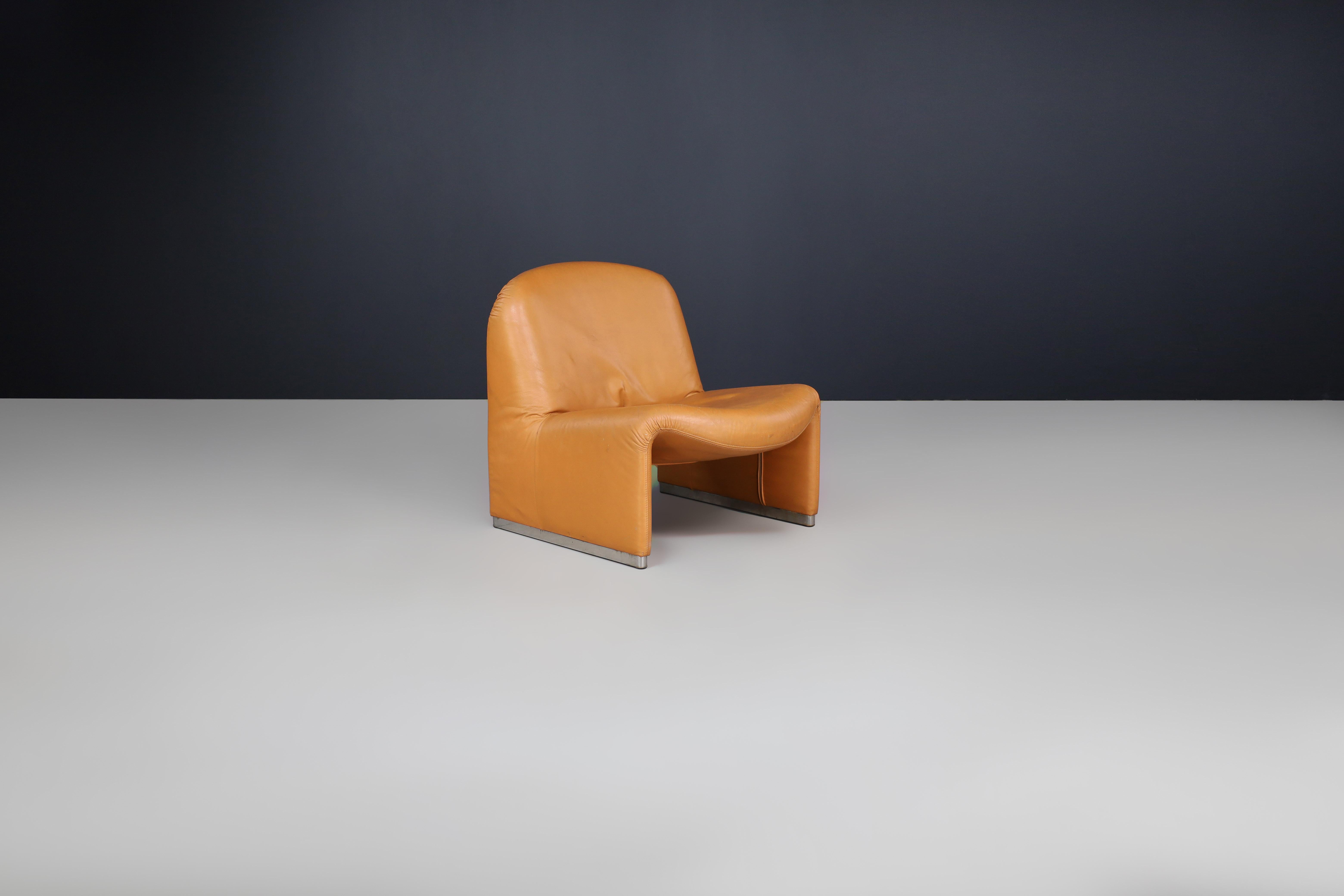 Vintage Alky Lounge Chair aus Leder von Giancarlo Piretti für Castelli & Artifort (Moderne der Mitte des Jahrhunderts) im Angebot