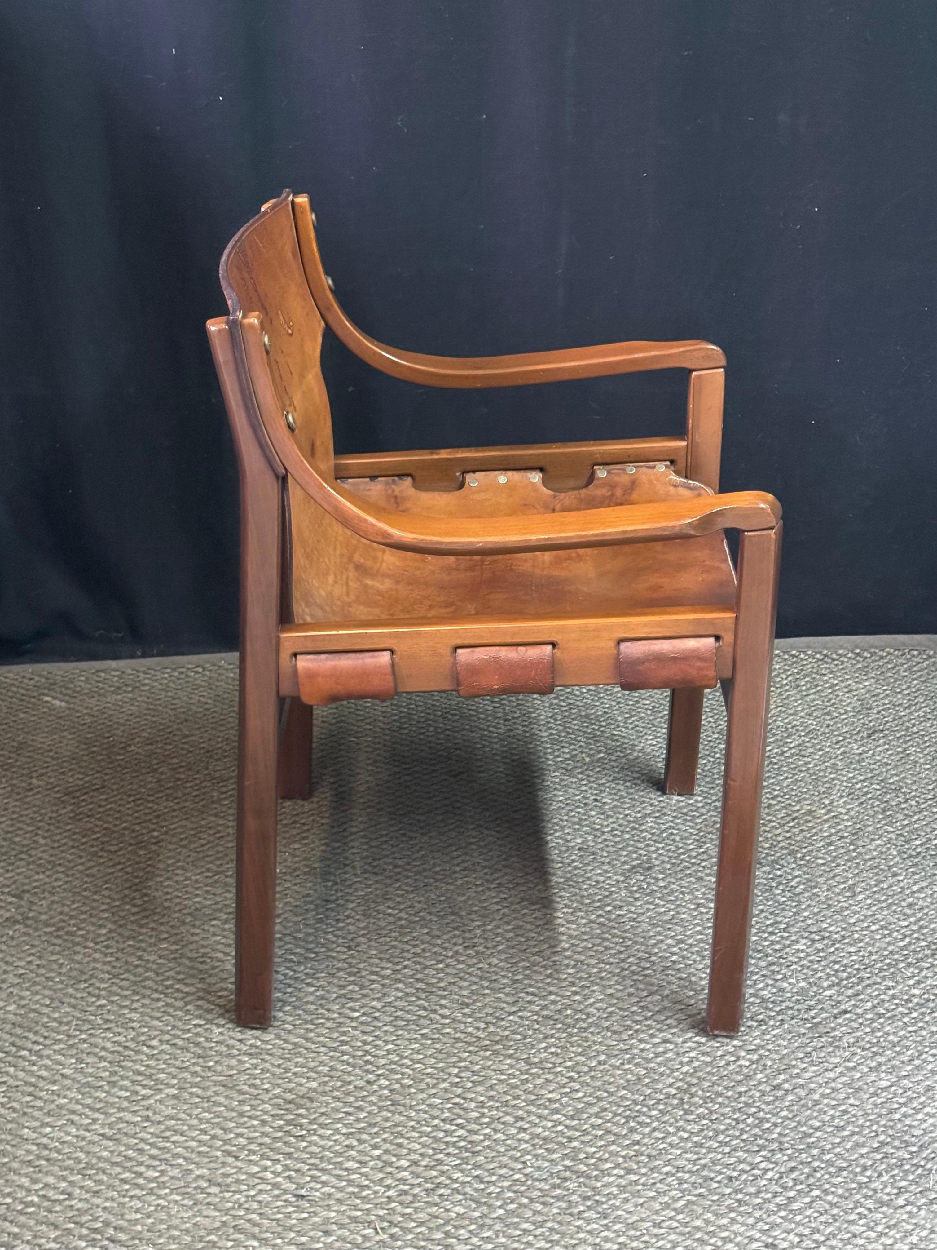 Mid-20th Century Vintage Leather and Bentwood Armchair by Brazilian Designer, Sergio Rodrigues For Sale
