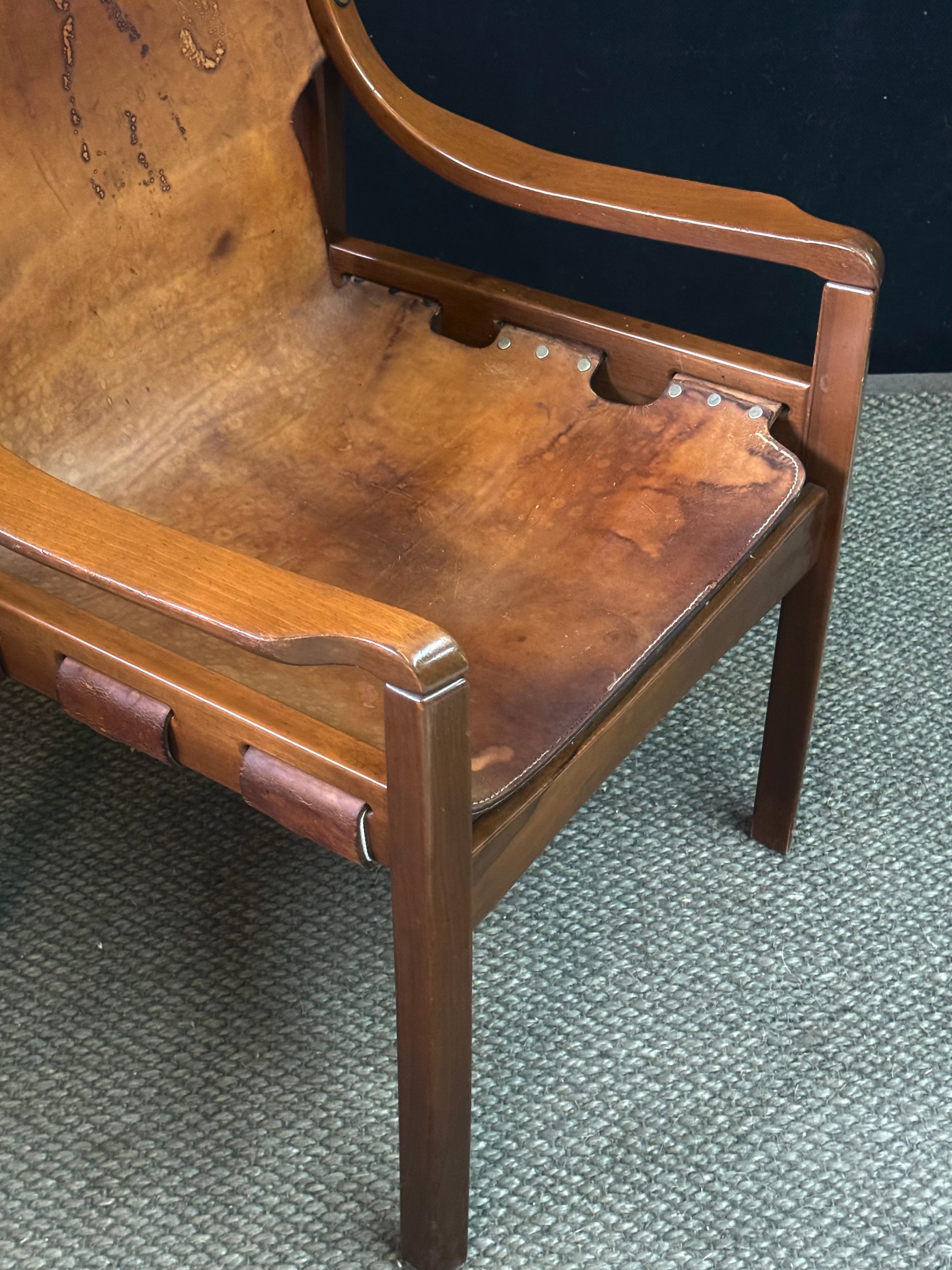 Vintage-Sessel aus Leder und Bugholz des brasilianischen Designers Sergio Rodrigues im Angebot 1