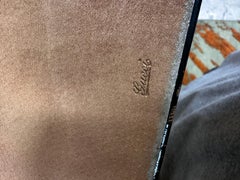 Vintage Leather and Brass Papers Holder By Gucci 1980s