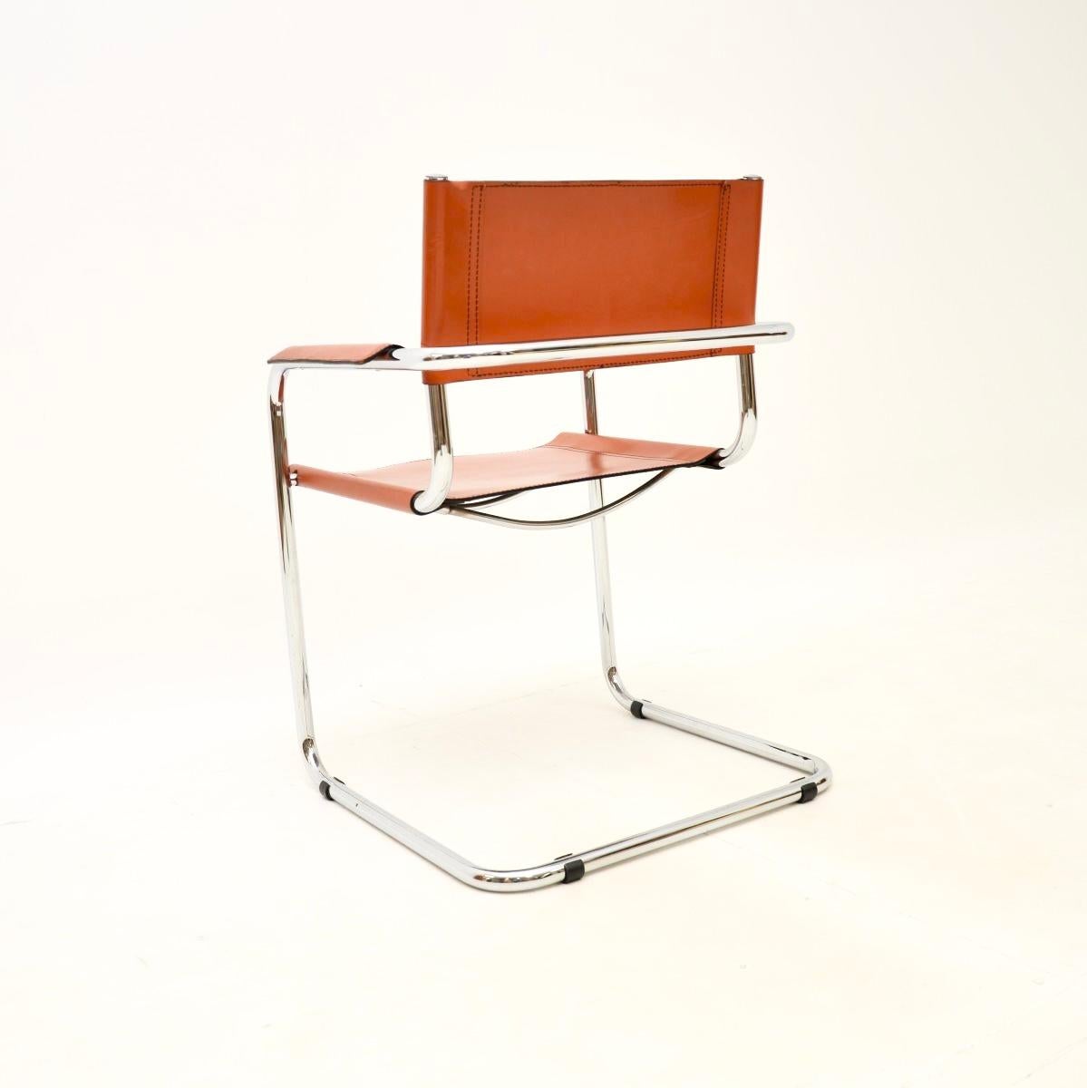 Vintage Leather and Chrome Chair by Mart Stam In Good Condition In London, GB