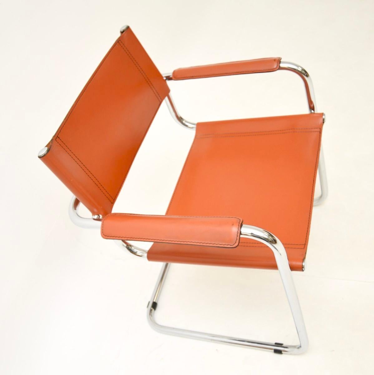 Vintage Leather and Chrome Chair by Mart Stam 1