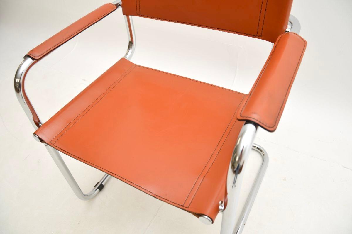 Vintage Leather and Chrome Chair by Mart Stam 3