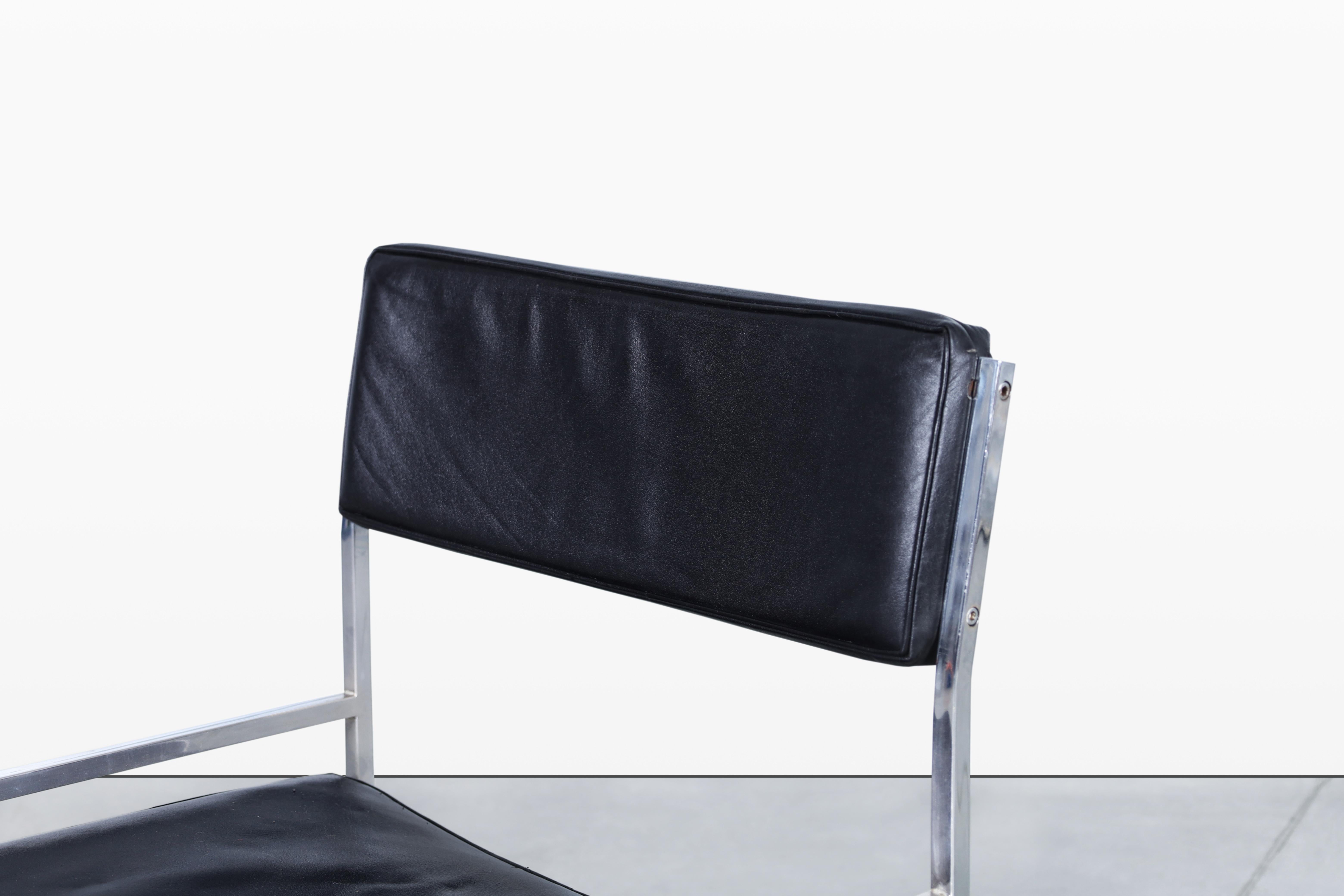 Vintage Leather and Chrome Dining Chairs by Georg Petersens For Sale 4