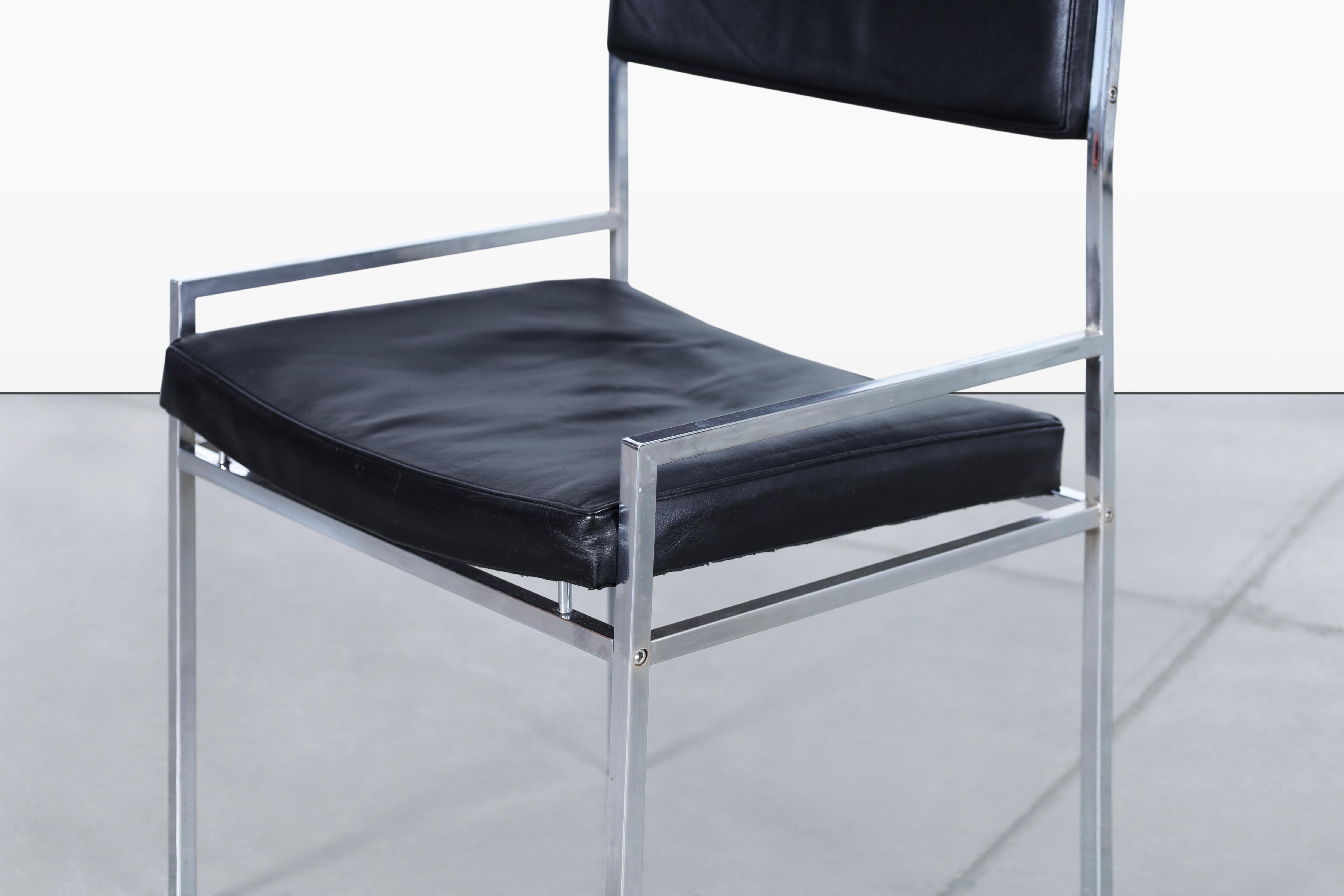 Vintage Leather and Chrome Dining Chairs by Georg Petersens For Sale 5