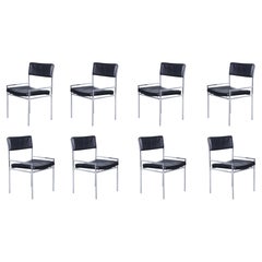 Vintage Leather and Chrome Dining Chairs by Georg Petersens