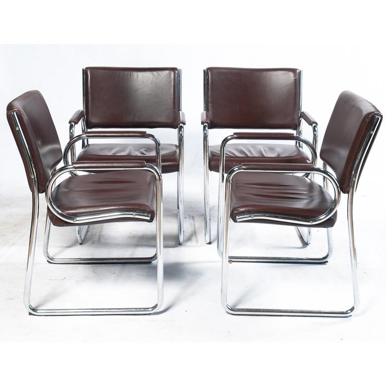 Vintage Leather And Chrome Dining, Vintage Leather Chrome Dining Chairs