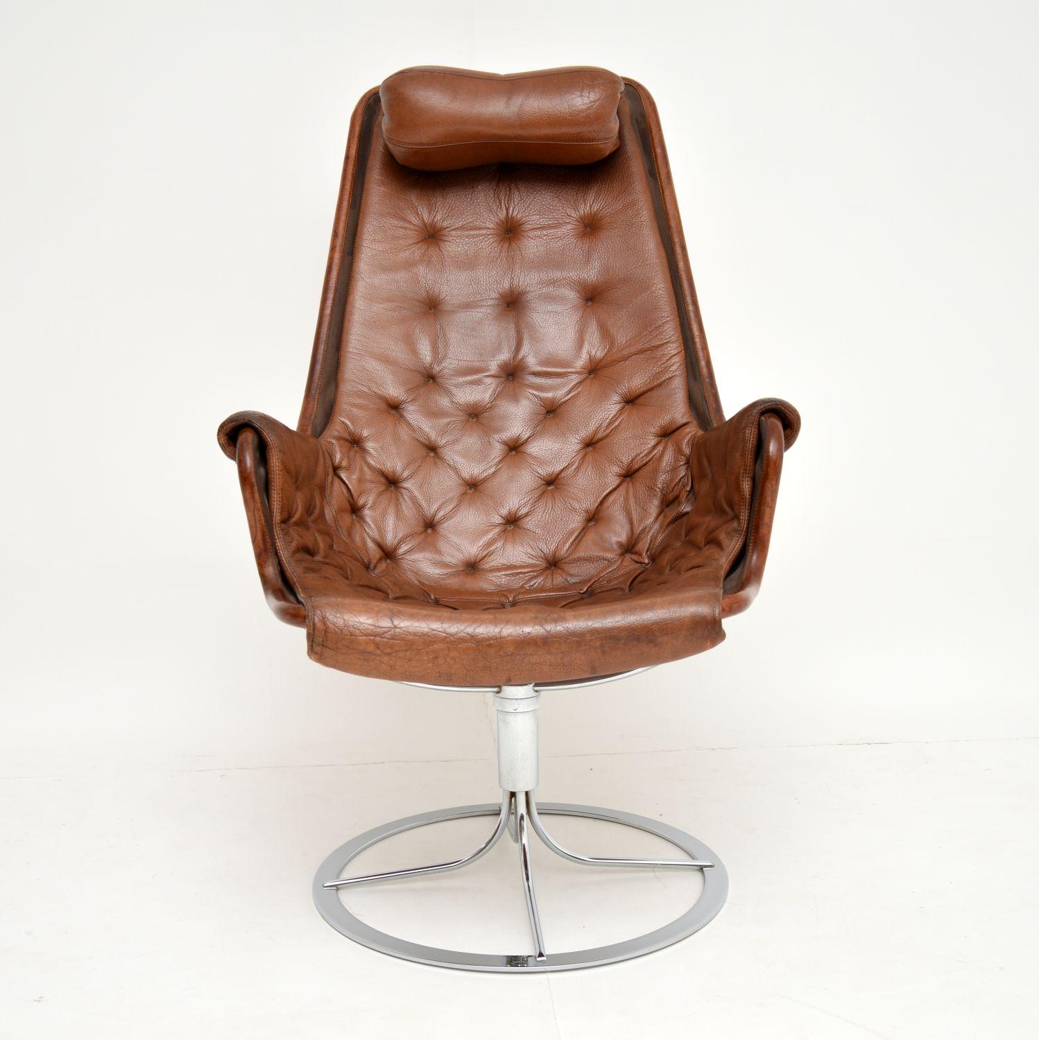 Swedish Vintage Leather and Chrome Jetson Chair by Bruno Mathsson for DUX