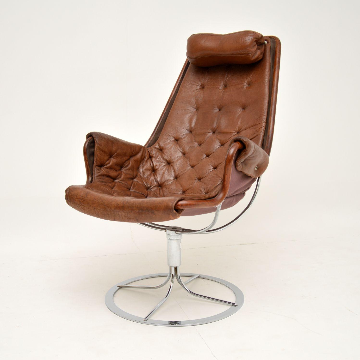 Vintage Leather and Chrome Jetson Chair by Bruno Mathsson for DUX In Good Condition In London, GB